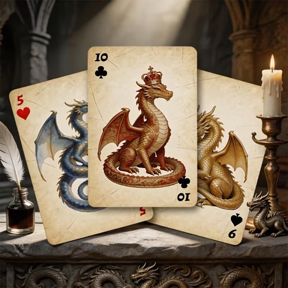Dragon Fantasy Playing Cards Deck 54 Cards Jokers Medieval Collectible Gift Set